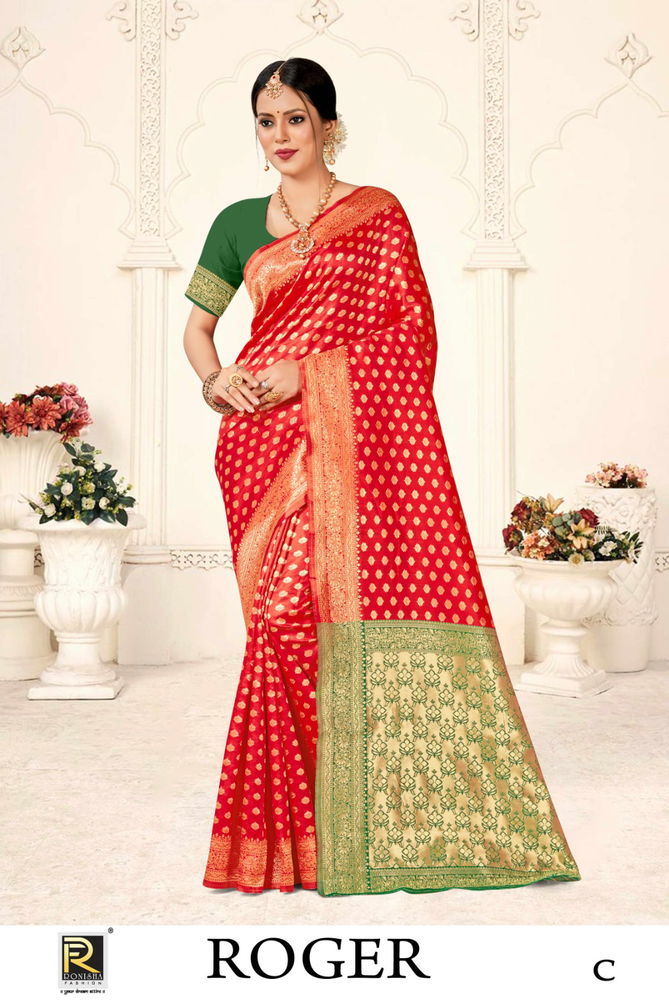 Roger By Ronisha Banarasi Silk Designer Wholesale Saree in India
